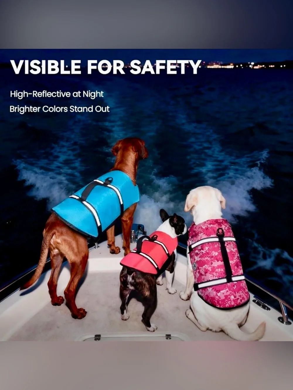 VIVAGLORY Rip Stop Dog Life Vest, Swimming Vest with Handle, Buoyancy for Doggy